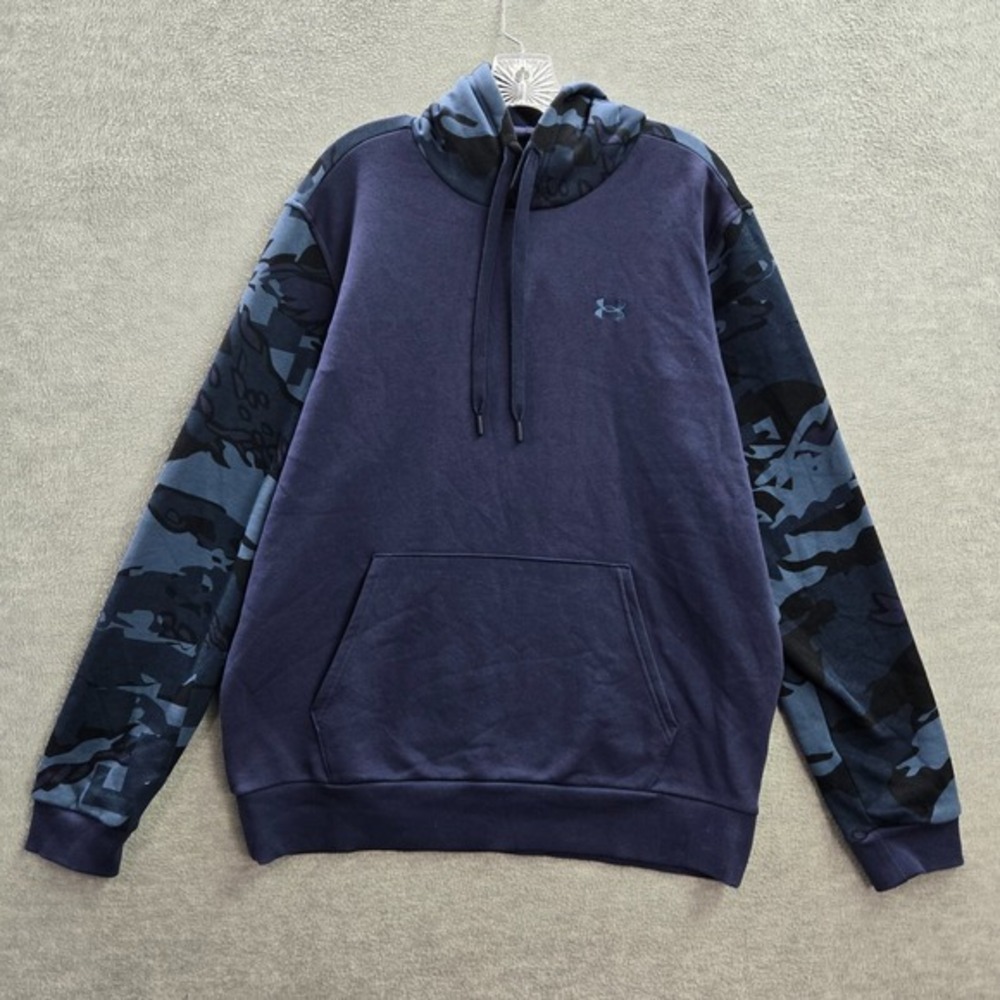 Under‎ Armour Men Sweatshirt Large Blue Hoodie Camo Long Sleeve